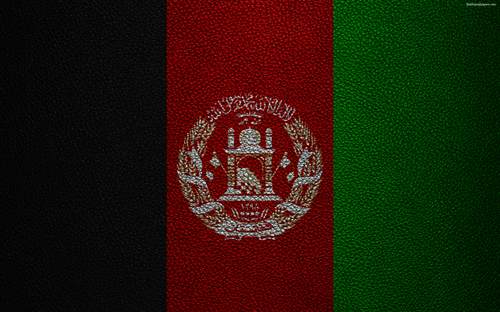 Flag of Afghanistan, 4K, leather texture, Afghanistan flag, Asia, world flags, Afghanistan