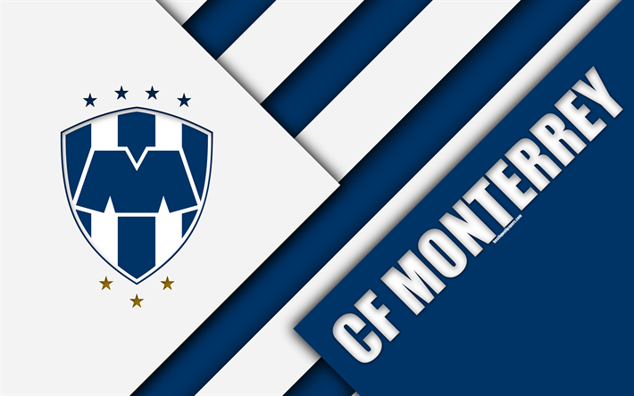 CF Monterrey, 4k, Mexikansk Fotboll Club, material och design, logotyp, bl&#229; vit abstraktion, Monterrey, Nya Leon, Mexiko, Primera Division, Liga MX, Monterrey FC