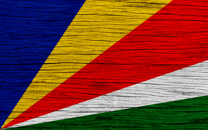 Bandera de Seychelles, 4k, de &#193;frica, de madera de la textura, los s&#237;mbolos nacionales, la bandera de Seychelles, el arte, Seychelles