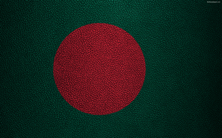 flagge von bangladesch, 4k, leder textur, bangladesch flagge, asien, flaggen der welt, bangladesch