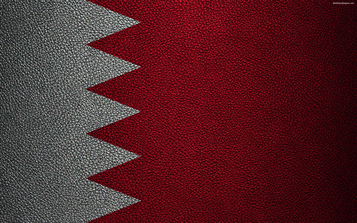 flagge von bahrain, 4k, leder textur, bahrain flagge, asien, flaggen der welt, bahrain