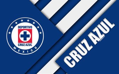 Cruz Azul FC, 4K, Deportivo Cruz Azul, Mexican Football Club, material design, logo, blue white abstraction, Mexico City, Mexico, Primera Division, Liga MX