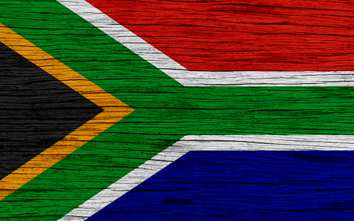 Flag of South Africa, 4k, Africa, wooden texture, South African flag, national symbols, South Africa flag, art, South Africa