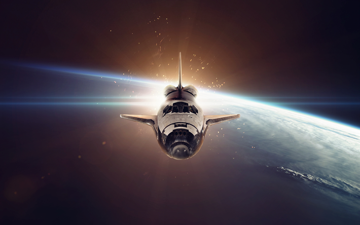 Shuttle, 4k, planet, galaxy, sci-fi, universe