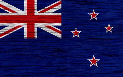 Bandiera della Nuova Zelanda, 4k, Oceania, di legno, texture, simboli nazionali, Nuova Zelanda, bandiera, arte