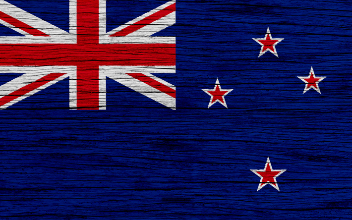 Flag of New Zealand, 4k, Oceania, wooden texture, national symbols, New Zealand flag, art, New Zealand