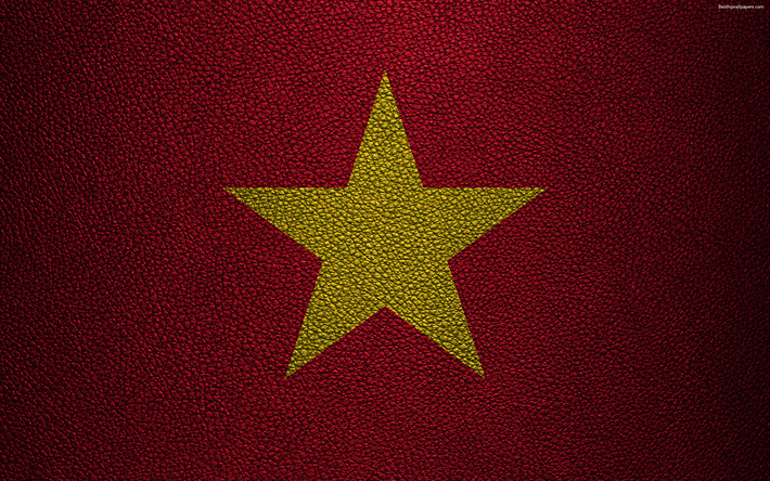 Bandiera del Vietnam, 4K, texture in pelle, Vietnamita, bandiera, Asia, bandiere del mondo, Vietnam