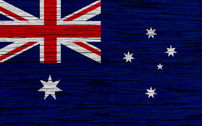 Lippu Australia, 4k, Oseania, puinen rakenne, Australian lippu, kansalliset symbolit, art, Australia