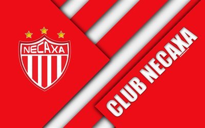 Club Necaxa, 4K, Mexican Football Club, material design, logo, red white abstraction, Aguascalientes, Mexico, Primera Division, Liga MX, Necaxa FC