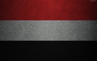 Flag of Yemen, 4K, leather texture, Yemeni flag, Asia, world flags, Yemen