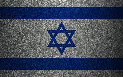 Flag of Israel, 4K, leather texture, Israel flag, Asia, world flags, Israel
