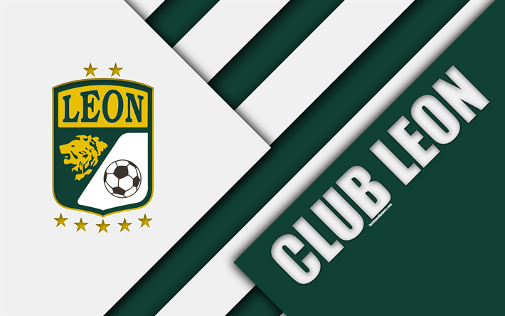Club de FC Leon, 4k, Mexicain, Club de Football, conception de mat&#233;riel, logo, blanc, vert abstraction, Leon de los Aldama, le Mexique, la Primera Division, Liga MX
