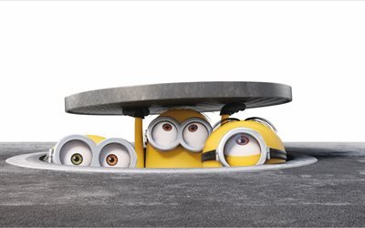 Minions, 4k, sewerage, Despicable Me, 3D-animation