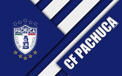 Pachuca FC, 4K, Meksikon Football Club, materiaali suunnittelu, logo, sininen valkoinen abstraktio, Pachuca de Soto, Meksiko, Primera Division, Liga MX, CF Pachuca