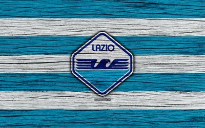 Lazio, 4k, Series, nuevo logo, Italia, textura de madera, FC Lazio, f&#250;tbol, Lazio FC, el nuevo logotipo de la Lazio