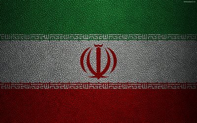 Flag of Iran, 4K, leather texture, Iranian flag, Asia, world flags, Iran