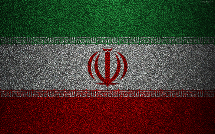 flagge von iran, 4k, leder textur, iranische flagge, asien, flaggen der welt, iran