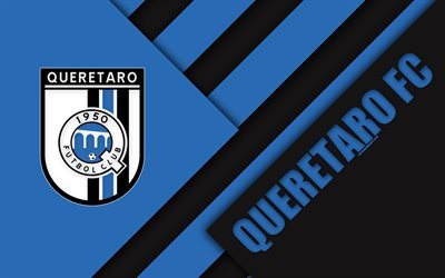 Queretaro FC, 4k, Mexican football club, material design, logo, blue black abstraction, Santiago de Queretaro, Mexico, Primera Division, Liga MX, Gallos Blancos de Queretaro