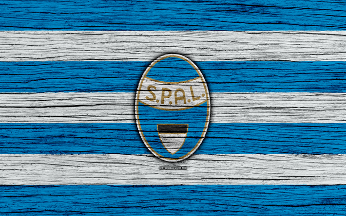 SPAL, 4k, Serie A, logo, Italia, legno, texture, FC SPAL, calcio, SPAL FC