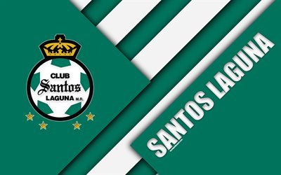 Santos Laguna FC, 4k, Mexicana De Futebol Do Clube, design de material, logo, verde branco abstra&#231;&#227;o, Torre&#243;n, Mexico, Primeira Divis&#227;o, Liga MX