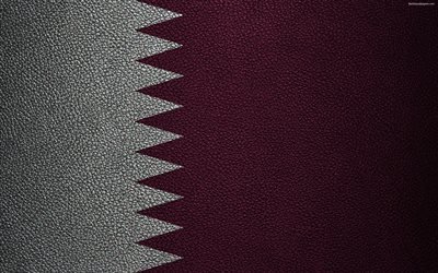 Flag of Qatar, 4k, leather texture, Qatar flag, Asia, world flags, Qatar