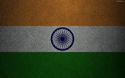 Flag of India, 4k, leather texture, Indian flag, Asia, world flags, India