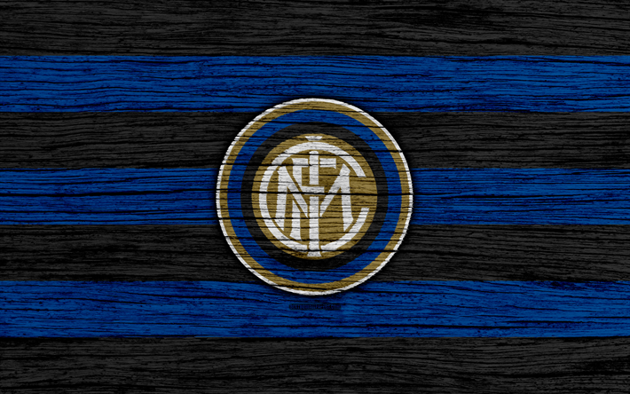 L&#39;Inter Milan, le 4k, Serie A, le logo, l&#39;Italie, la texture de bois, Internazionale, FC Inter Milan, soccer, football, Inter Milan FC