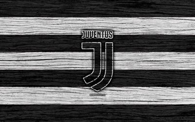 A Juventus, 4k, Serie A, novo logotipo, It&#225;lia, textura de madeira, A Juventus FC, futebol, A Juventus novo logotipo
