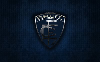 Empoli FC, Italiensk fotboll club, bl&#229; metall textur, metall-logotyp, emblem, Empoli, Italien, Serie A, kreativ konst, fotboll