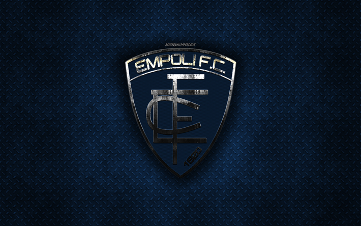 Empoli FC, Italian football club, blue metal texture, metal logo, emblem, Empoli, Italy, Serie A, creative art, football
