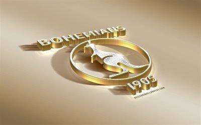 Bohemians 1905, Tjeckiska Football Club, Golden Silver logotyp, Prag, Tjeckiska Republiken, Tjeckiska Ligan, 3d gyllene emblem, kreativa 3d-konst, fotboll