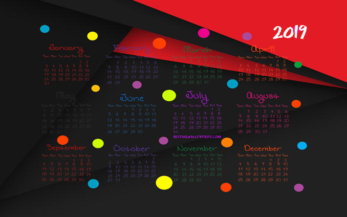 Kalendern 2019, material och design, 2019 &#197;rliga Kalender, kreativa, abstrakt konst, &#197;r 2019 Kalender, konstverk, 2019 kalendrar, linjer, 2019 kalender