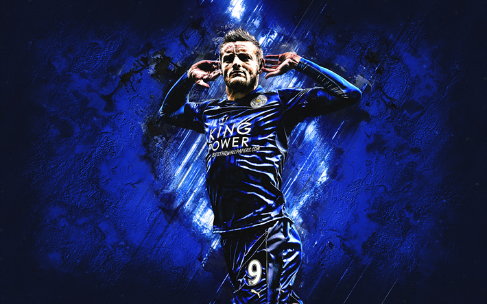 Jamie Vardy, Leicester City FC, l&#39;attaccante, la gioia, la pietra blu, calciatori famosi, calcio, inglese calciatori, grunge, Premier League, Inghilterra, Vardy
