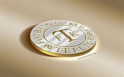FK Teplice, Czech Football Club, Oro Argento logo, Teplice, Repubblica ceca, Czech Primo Campionato, 3d, dorato, emblema, creative 3d di arte, di calcio