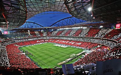Le Stade de Benfica, les fans, Estadio da Luz, en plein stade, match, stade de football, le soccer, le Benfica ar&#232;ne, Lisbonne, Portugal, portugais stades