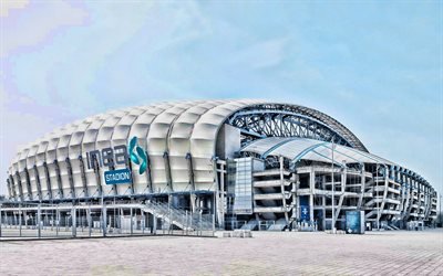 INEA Stadion, panorama, HDR, Stadion Miejski, polish stadiums, football stadion, Poznan, Poland, Lech Poznan Stadium, INEA Stadium