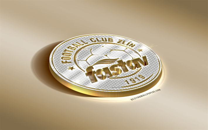 FC Fastav Zlin, Czech Football Club, Golden Silver logo, Zlin, Czech Republic, Czech First League, 3d golden emblem, creative 3d art, football