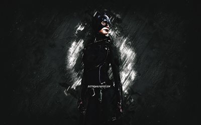 Catwoman, superhero, main characters, black stone background, creative art
