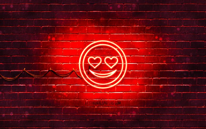 Inlove neon -kuvake, 4k, punainen tausta, Emotions-kuvakkeet, neonsymbolit, Inlove, neonkuvakkeet, Inlove-merkki, rakkausmerkit, Inlove-kuvake, rakkauskuvakkeet, rakkausk&#228;sitteet, Inlove Emotion
