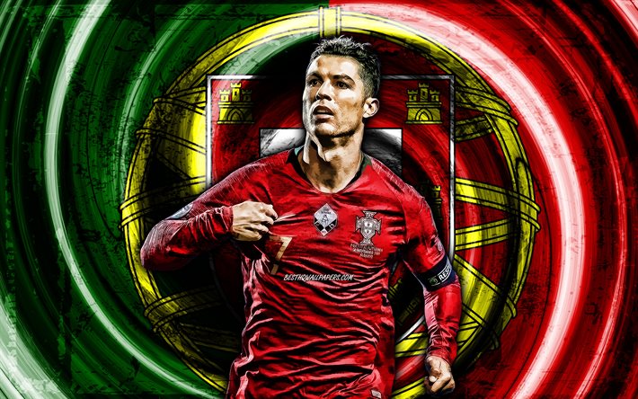 Download wallpapers 4K, Cristiano Ronaldo, red grunge background ...