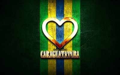 I Love Caraguatatuba, brasilianska st&#228;der, gyllene inskription, Brasilien, gyllene hj&#228;rta, Caraguatatuba, favorit st&#228;der, Love Caraguatatuba