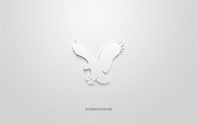 Logo di American Eagle Outfitters, sfondo bianco, logo 3d di American Eagle Outfitters, arte 3d, American Eagle Outfitters, logo dei marchi, logo di American Eagle Outfitters, logo 3d di American Eagle Outfitters bianco