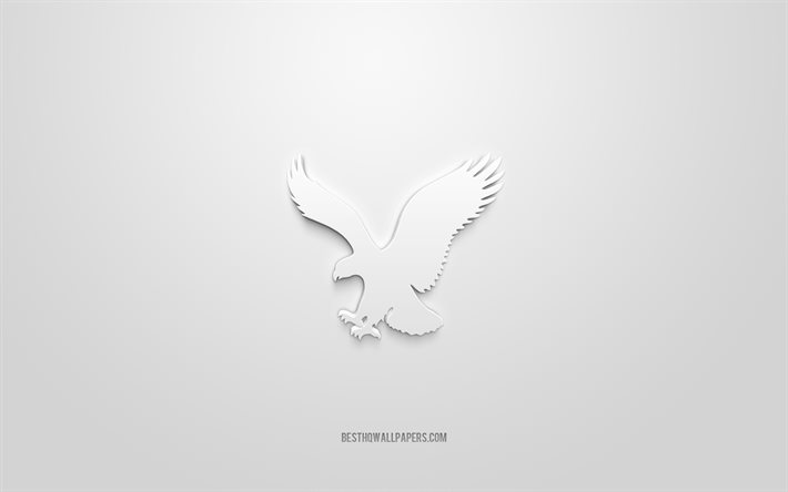American Eagle Outfitters logo, white background, American Eagle Outfitters 3d logo, 3d art, American Eagle Outfitters, brands logo, white 3d American Eagle Outfitters logo