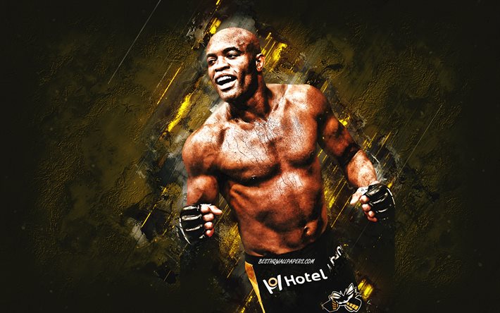 Anderson Silva, UFC, MMA, lutador brasileiro, fundo de pedra amarela, Ultimate Fighting Championship