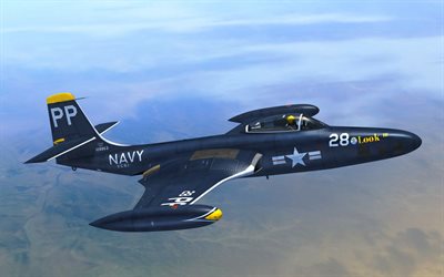 McDonnell F2H Banshee, avion de chasse &#224; r&#233;action bas&#233; sur un transporteur, F2H-2P, United States Navy, avion militaire am&#233;ricain, US Navy