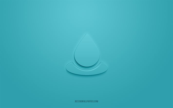 Icona acqua 3d, sfondo blu, simboli 3d, acqua, icone risorse, icone 3d, segno d&#39;acqua, icone risorse 3d