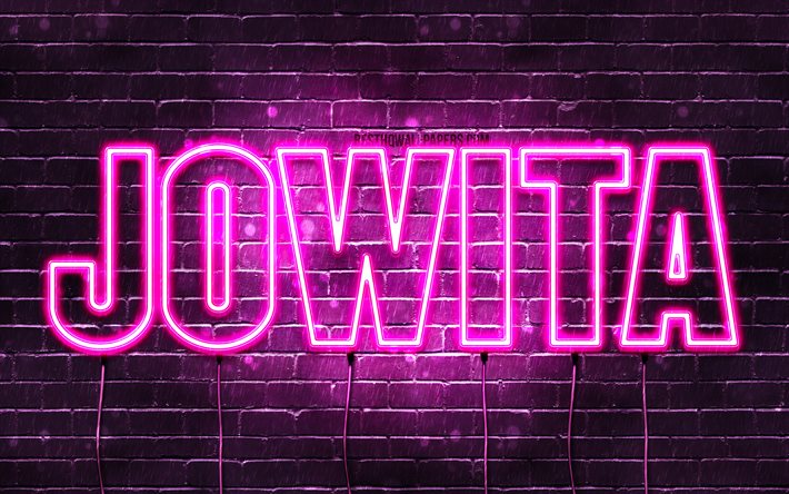 Jowita, 4k, bakgrundsbilder med namn, kvinnliga namn, Jowita namn, lila neonljus, Grattis p&#229; f&#246;delsedagen Jowita, popul&#228;ra polska kvinnliga namn, bild med Jowita namn