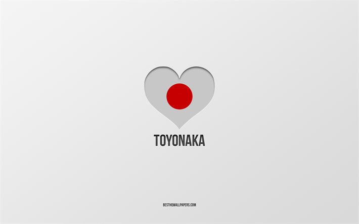 I Love Toyonaka, Japanese cities, gray background, Toyonaka, Japan, Japanese flag heart, favorite cities, Love Toyonaka