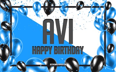 Happy Birthday Avi, Birthday Balloons Background, Avi, wallpapers with names, Avi Happy Birthday, Blue Balloons Birthday Background, Avi Birthday