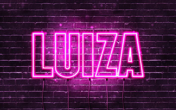 Luiza, 4k, isimlerle duvar kağıtları, kadın isimleri, Luiza adı, mor neon ışıklar, Mutlu Yıllar Luiza, pop&#252;ler Polonya kadın isimleri, Luiza isimli resim